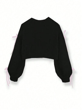 Essnce cardigan informal de mujer con un solo botonadura y lazo de cinta para otono/invierno