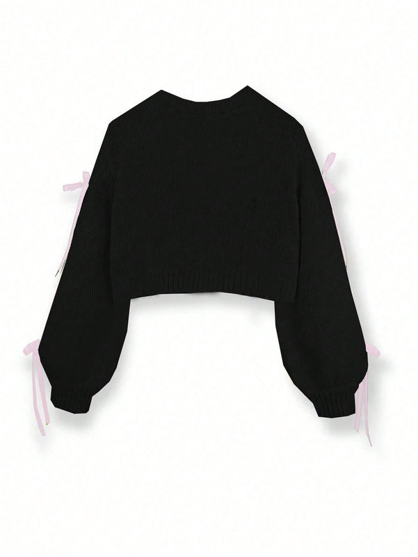 Essnce cardigan informal de mujer con un solo botonadura y lazo de cinta para otono/invierno