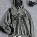 Ezwear sudadera con capucha informal con estampado de paisaje y letras oversize para otono e invierno