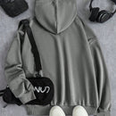 Ezwear sudadera con capucha informal con estampado de paisaje y letras oversize para otono e invierno