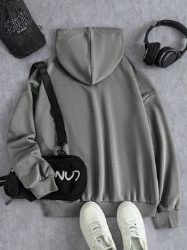 Ezwear sudadera con capucha informal con estampado de paisaje y letras oversize para otono e invierno