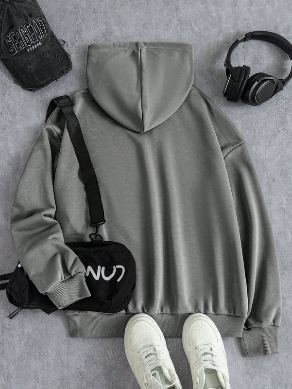 Ezwear sudadera con capucha informal con estampado de paisaje y letras oversize para otono e invierno