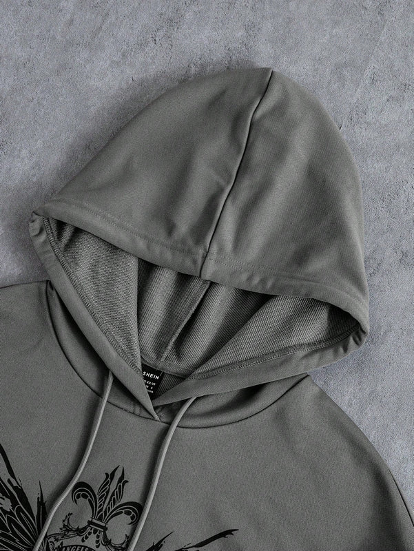 Ezwear sudadera con capucha informal con estampado de paisaje y letras oversize para otono e invierno