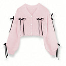 Essnce cardigan informal de mujer con un solo botonadura y lazo de cinta para otono/invierno
