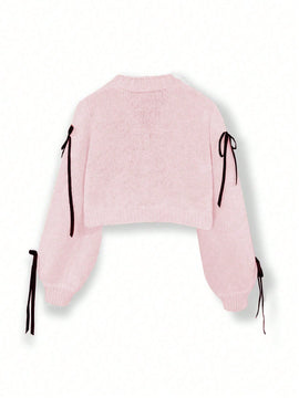 Essnce cardigan informal de mujer con un solo botonadura y lazo de cinta para otono/invierno