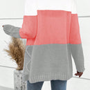 Lune cardigan con parches de colores contrastantes, informal y de moda para uso diario