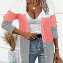 Lune cardigan con parches de colores contrastantes, informal y de moda para uso diario