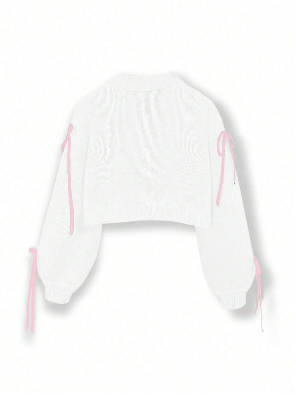 Essnce cardigan informal de mujer con un solo botonadura y lazo de cinta para otono/invierno