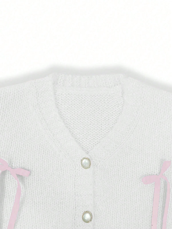 Essnce cardigan informal de mujer con un solo botonadura y lazo de cinta para otono/invierno