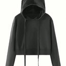 Ezwear sudadera corta con capucha unicolor para mujer