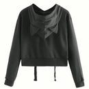 Ezwear sudadera corta con capucha unicolor para mujer