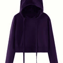 Ezwear sudadera corta con capucha unicolor para mujer