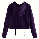 Ezwear sudadera corta con capucha unicolor para mujer