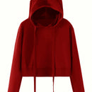 Ezwear sudadera corta con capucha unicolor para mujer