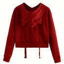 Ezwear sudadera corta con capucha unicolor para mujer