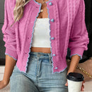 Franclia cardigan casual corto de punto con botones con forma de corazon para mujer, para otono/invierno