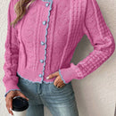 Franclia cardigan casual corto de punto con botones con forma de corazon para mujer, para otono/invierno
