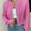 Franclia cardigan casual corto de punto con botones con forma de corazon para mujer, para otono/invierno