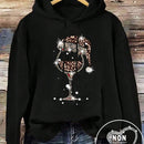 Ezwear sudadera con capucha de ajuste holgado y gruesa con estampado minimalista "feliz ano nuevo" de color rojo casual para mujer