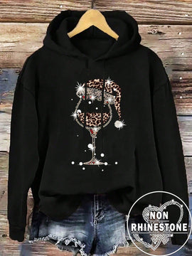 Ezwear sudadera con capucha de ajuste holgado y gruesa con estampado minimalista "feliz ano nuevo" de color rojo casual para mujer