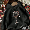 Ezwear sudadera con capucha de ajuste holgado y gruesa con estampado minimalista "feliz ano nuevo" de color rojo casual para mujer