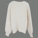 Cardigan de manga larga con botones con estampado de grano de madera y cuello en v, unicolor, informal, calido y elegante, para otono/invierno