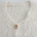 Cardigan de manga larga con botones con estampado de grano de madera y cuello en v, unicolor, informal, calido y elegante, para otono/invierno