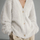 Cardigan de manga larga con botones con estampado de grano de madera y cuello en v, unicolor, informal, calido y elegante, para otono/invierno