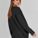 Outball sueter de cardigan oversize de escote en v para mujer, atuendos de otono, prenda de vestir de moda de punto con botones delanteros, casual y de tendencia