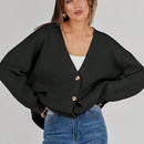 Outball sueter de cardigan oversize de escote en v para mujer, atuendos de otono, prenda de vestir de moda de punto con botones delanteros, casual y de tendencia