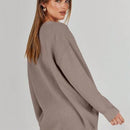 Outball sueter de cardigan oversize de escote en v para mujer, atuendos de otono, prenda de vestir de moda de punto con botones delanteros, casual y de tendencia