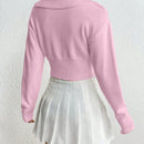 Moosta cardigan casual de manga larga de hombros caidos y unicolor para el trayecto, para otono/invierno