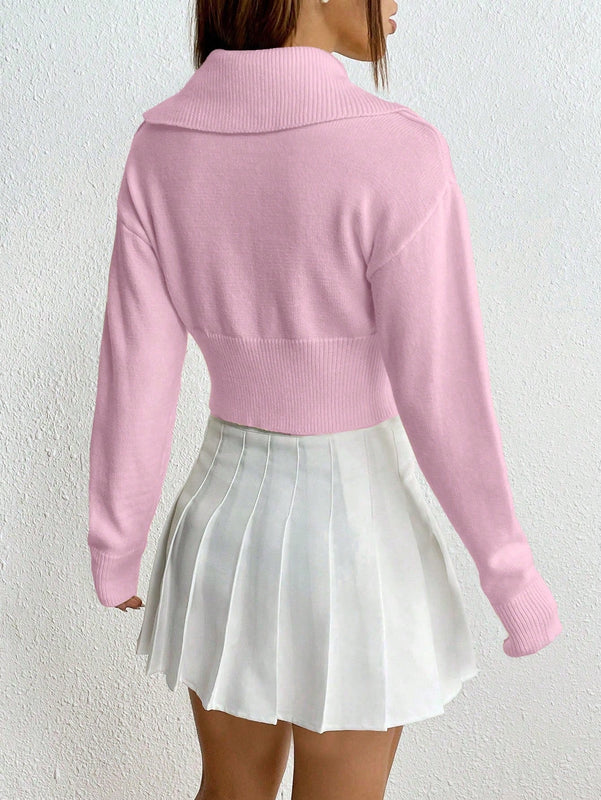 Moosta cardigan casual de manga larga de hombros caidos y unicolor para el trayecto, para otono/invierno