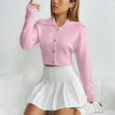 Moosta cardigan casual de manga larga de hombros caidos y unicolor para el trayecto, para otono/invierno
