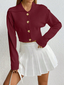 Moosta cardigan casual de manga larga de hombros caidos y unicolor para el trayecto, para otono/invierno