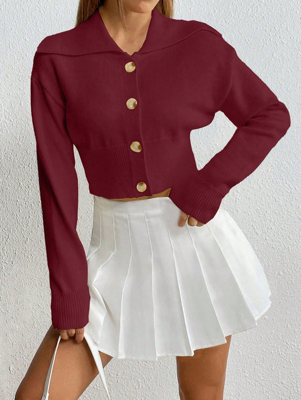 Moosta cardigan casual de manga larga de hombros caidos y unicolor para el trayecto, para otono/invierno