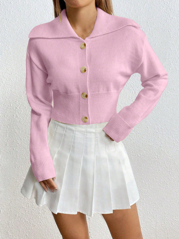 Moosta cardigan casual de manga larga de hombros caidos y unicolor para el trayecto, para otono/invierno