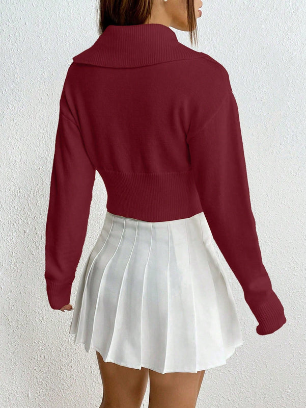 Moosta cardigan casual de manga larga de hombros caidos y unicolor para el trayecto, para otono/invierno