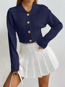 Moosta cardigan casual de manga larga de hombros caidos y unicolor para el trayecto, para otono/invierno