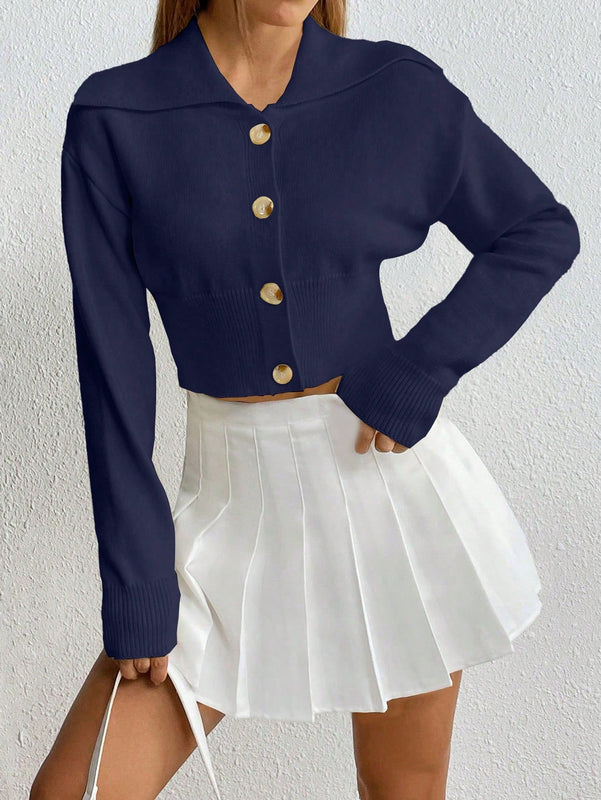 Moosta cardigan casual de manga larga de hombros caidos y unicolor para el trayecto, para otono/invierno