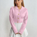 Moosta cardigan casual de manga larga de hombros caidos y unicolor para el trayecto, para otono/invierno