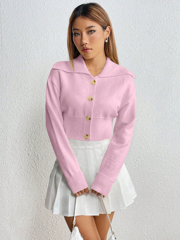 Moosta cardigan casual de manga larga de hombros caidos y unicolor para el trayecto, para otono/invierno