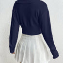 Moosta cardigan casual de manga larga de hombros caidos y unicolor para el trayecto, para otono/invierno