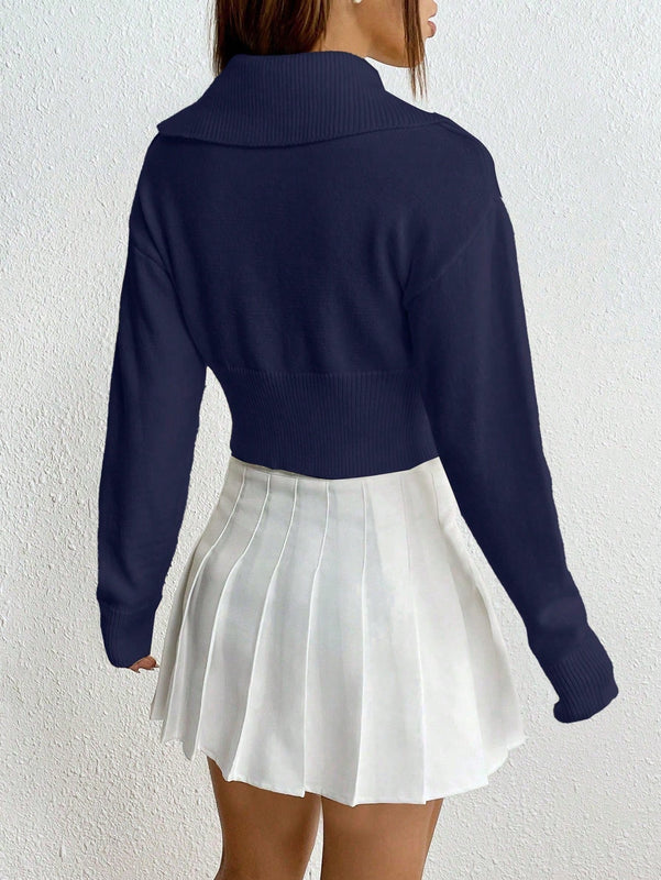 Moosta cardigan casual de manga larga de hombros caidos y unicolor para el trayecto, para otono/invierno