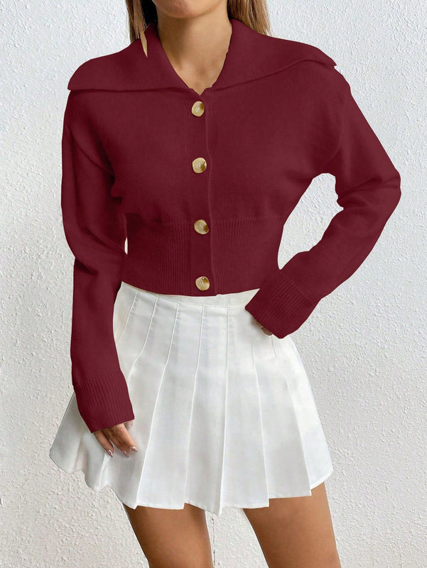 Moosta cardigan casual de manga larga de hombros caidos y unicolor para el trayecto, para otono/invierno
