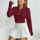 Moosta cardigan casual de manga larga de hombros caidos y unicolor para el trayecto, para otono/invierno