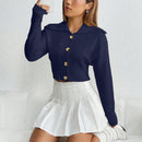 Moosta cardigan casual de manga larga de hombros caidos y unicolor para el trayecto, para otono/invierno