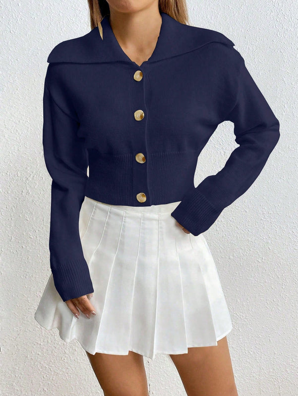Moosta cardigan casual de manga larga de hombros caidos y unicolor para el trayecto, para otono/invierno