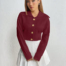 Moosta cardigan casual de manga larga de hombros caidos y unicolor para el trayecto, para otono/invierno