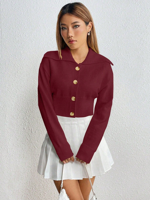 Moosta cardigan casual de manga larga de hombros caidos y unicolor para el trayecto, para otono/invierno
